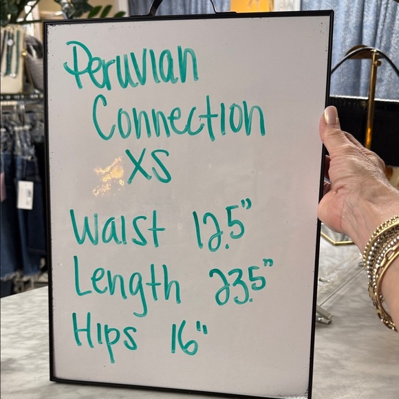 Peruvian Connection Peruvian Pima Cotton Knit Pencil Skirt in Brown and Cream XS - Picture 2 of 9